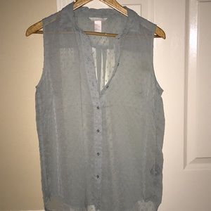 Light Green Sheer Collard Tank Top